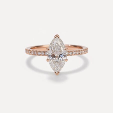 1.50 CT Marquise Cut Moissanite Engagement Ring in 925 Silver with Pavé Band | DE VVS1
