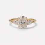 1.55 CT Oval Cut Moissanite Three Stone Ring in 925 Silver with Pear Side Stones | DE VVS1