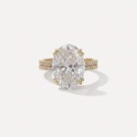 5.10 CT Oval Cut Moissanite Engagement Ring in 925 Silver with Double Pavé Band | DE VVS1