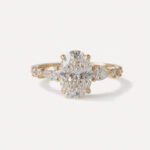 3.55 CT Oval Cut Moissanite Engagement Ring in 925 Silver with Pear & Round Accents | DE VVS1