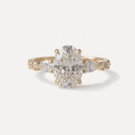 3.55 CT Oval Cut Moissanite Engagement Ring in 925 Silver with Pear & Round Accents | DE VVS1