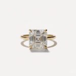 6.12ct Asscher Cut Moissanite Solitaire Ring in Silver | Vintage Step-Cut Engagement Ring