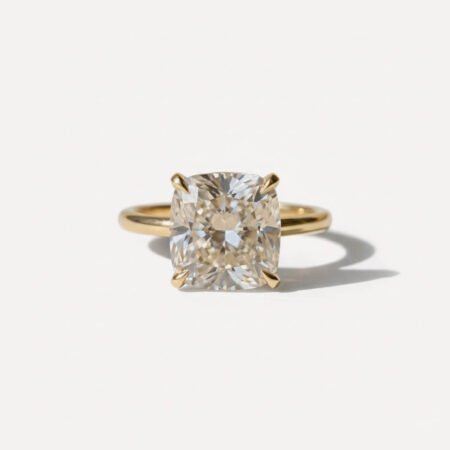 4.12ct Cushion Cut Moissanite Solitaire Ring in Silver | Classic Engagement Ring