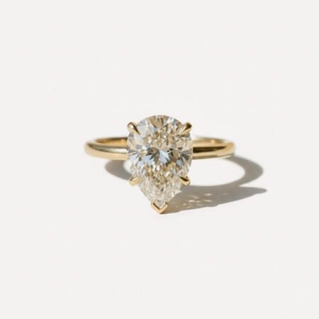 3.42ct Pear Cut Moissanite Solitaire Ring in Silver | Teardrop Engagement Ring