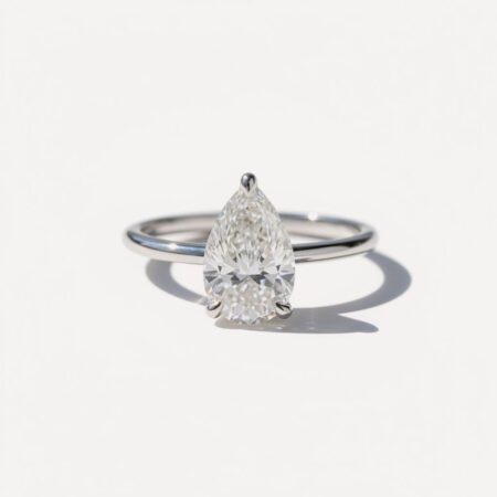 3.73 Ct Pear Cut Moissanite Solitaire Ring in Silver | VVS1 DE | Elegant Engagement Ring