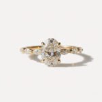 1.68 CT Oval Cut Moissanite Solitaire Engagement Ring with Marquise Accent Band | VVS1 DE | Silver
