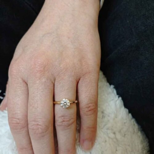 Ready to ship 1 Carat Round Cut Lab Grown Diamond Solitaire Engagement Ring in 14K White Gold with Knife Edge Band – Ethical Minimalist Ring photo review