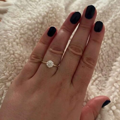 Ready to ship 1 Carat Round Cut Lab Grown Diamond Solitaire Engagement Ring in 14K White Gold with Knife Edge Band – Ethical Minimalist Ring photo review