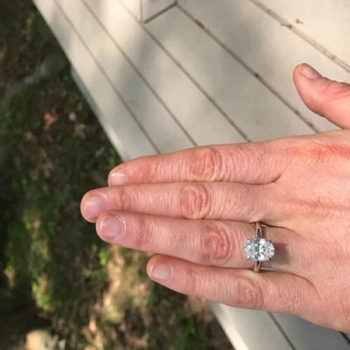 2.09CT Oval Lab Diamond 4-Prongs, Hidden Accents Lab Diamonds F/VS1 14K White Gold RE772 photo review