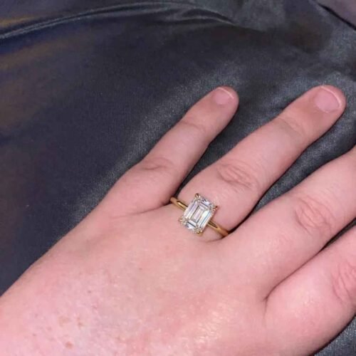 14K Yellow Gold Hidden Accents Lab Grown Diamond Engagement Ring (0.10 ct. tw) + 2.00 ct. Center Emerald Lab Grown Diamond VS1 Clarity F Color RE767 photo review