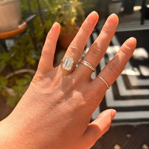 3.18ct Emerald Cut Bezel Set Lab Grown Diamond Engagement Ring in 10K/14K/18K Gold – IGI Certified photo review