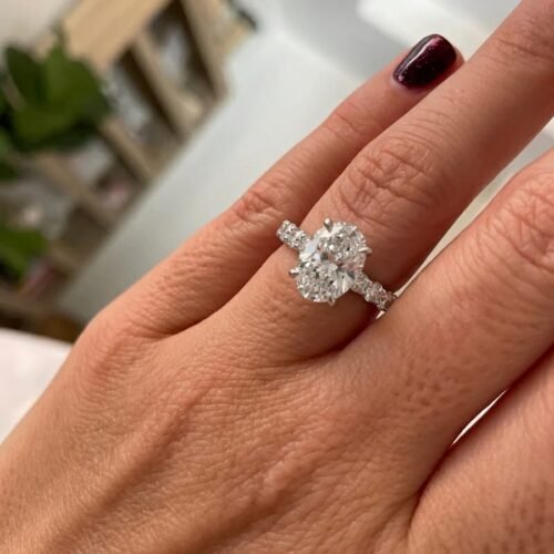 3 Carat Oval E VVS1 IGI Certified Lab Diamond Engagement Ring in 14K Gold – Hidden Halo Setting photo review