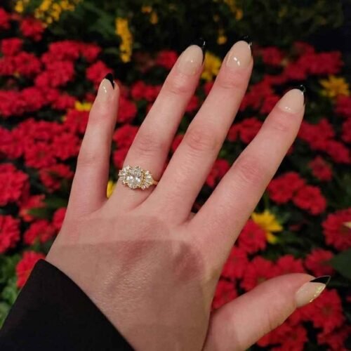 Oval Cut 1.85 Carat F VS1 IGI Certified Lab Diamond Engagement Ring in 18K Yellow Gold – Art Deco Twisted Eternity Band photo review