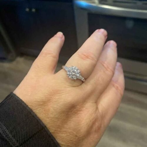 2.38ct Round CVD Diamond & Taper Baguette 3 Stone Ring, 14K Gold photo review