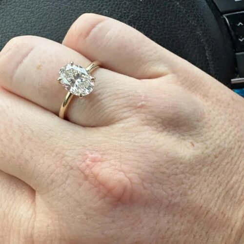 2.52Ct Oval CVD diamond engagement ring, Solitaire diamond ring in 14kt yellow gold RE726 photo review