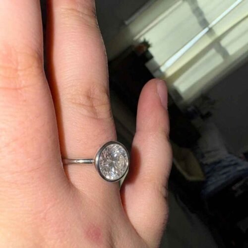 3.20ct Round Cut Bezel Set IGI Certified Diamond Engagement Ring 10K/14K/18K Gold photo review