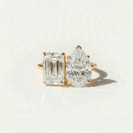 Pear & Emerald Cut Lab Grown Diamond Toi et Moi Engagement Ring 4.51 CT IGI Certified E VVS1 | 14K White/Rose/Yellow Gold