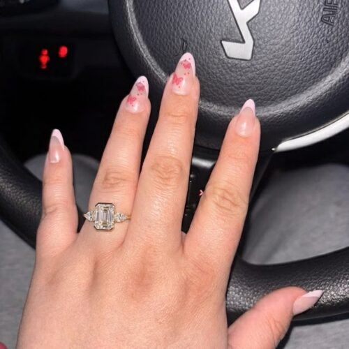 3.55 Ct IGI Certified Emerald Cut Lab Grown Diamond Ring | Pear Side Stones | Three Stone Engagement Ring | 14K Gold Ring photo review