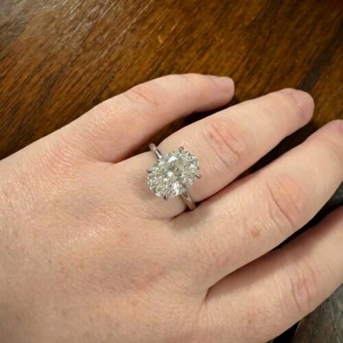 4.80ct EF VVS1 IGI Certified CVD Oval Cut Lab Diamond Engagement Ring in 14K Gold – Hidden Halo Solitaire Setting photo review