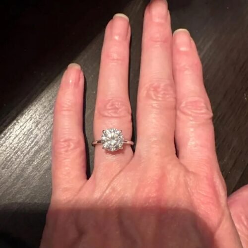 Round 2.0 ct DEF Color VS1 Clarity IGI Certified Lab Diamond Engagement Ring in 14 K White Gold – Low-Profile 4-Prong with Hidden Accent Diamonds photo review