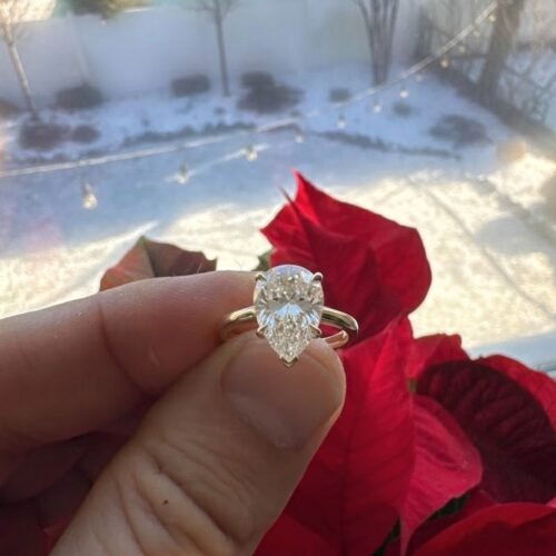 4.83 CT Pear Cut Lab Grown Diamond Engagement Ring IGI Certified E VVS1 Solitaire | 14K White/Rose/Yellow Gold photo review
