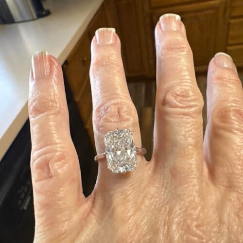 Click to view full screen 13.55 Ct IGI Certified Radiant Cut Lab Grown Diamond Ring | Large Solitaire Engagement Ring | 14K White Gold photo review