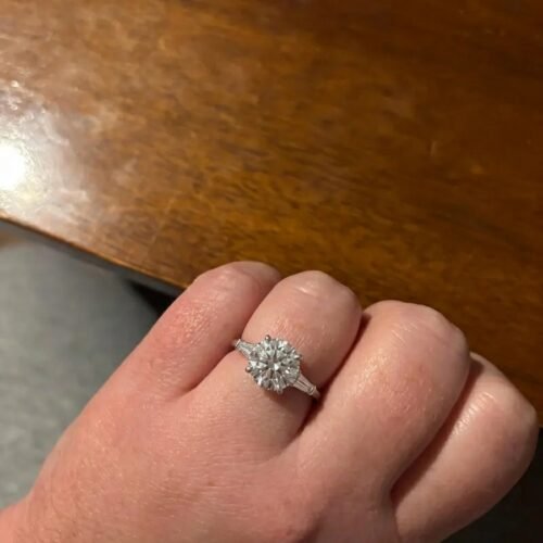 2.38ct Round CVD Diamond & Taper Baguette 3 Stone Ring, 14K Gold photo review