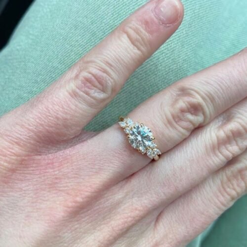 2ct Round Lab Grown Diamond Engagement Ring, IGI Certified, 14K Gold, E-F/VS1, Floral Marquise Accents photo review