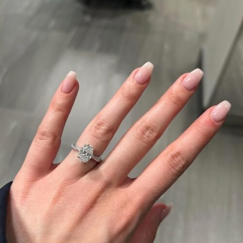 2 Carat Oval Cut Lab Grown Diamond Hidden Halo Engagement Ring in 14K White Gold – EF Color VS1 Clarity – Certified Ethical Fine Jewelry photo review