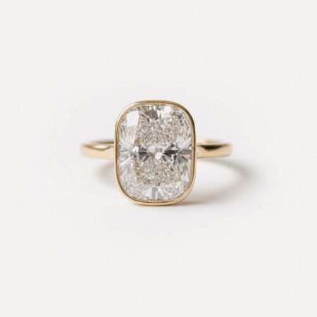 12.55 Ct IGI Certified Elongated Cushion Lab Grown Diamond Ring Bezel Set, Minimal Solitaire Engagement Ring, VS1 E-F Diamond in Gold