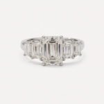 4.95 ctw IGI Certified Emerald Cut Lab Grown Diamond Ring with Side Stones | Five Stone Engagement Ring | 14K White Gold
