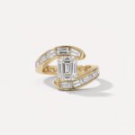2.01 Ct Emerald Cut Lab Grown Diamond Engagement Ring Bypass Baguette Wrap 14K Gold IGI Certified E VVS1