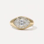 1.02 Ct Marquise Cut Lab Grown Diamond Engagement Ring Baguette Halo 14K Gold IGI Certified D VS1