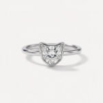 1.01 Ct Cat Face Cut Lab Grown Diamond Engagement Ring Bezel Set 14K Gold Certified FG VS1