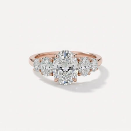 1.58 Ct Oval Cut Lab Grown Diamond Engagement Ring 5 Stone Oval Cluster 14K Gold IGI Certified D VS1