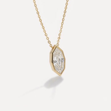 2.12 Ct Marquise Step Cut Lab Grown Diamond Necklace Pendant Bezel Set 14K Gold Certified FG VS1