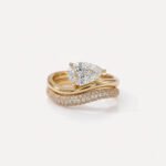 1.06 Ct Pear Cut Lab Grown Diamond Engagement Ring with 1.23 Ctw Round Pave Wedding Band Set 14K Gold IGI Certified D VS1