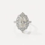 2.51 Ct Oval Cut Lab Grown Diamond Halo Engagement Ring with 0.82 Ctw Round Diamonds 14K Gold IGI Certified D VS1