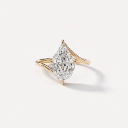 2.52 Ct Pear Step Cut Lab Grown Diamond Solitaire Engagement Ring 14K Gold Certified FG VS1