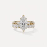 2.02 Ct Marquise Cut Lab Grown Diamond Engagement Ring with 1.20 Ctw Marquise Side Diamonds 14K Gold IGI Certified D VS1
