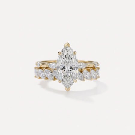 2.02 Ct Marquise Cut Lab Grown Diamond Engagement Ring with 1.20 Ctw Marquise Side Diamonds 14K Gold IGI Certified D VS1