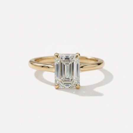 2.15 Ct Emerald Cut Lab Grown Diamond Solitaire Engagement Ring 14K Gold IGI Certified D VS1