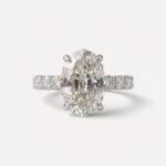 2.13 Ct Oval Step Cut Lab Grown Diamond Engagement Ring Pavé Band 14K Gold VS1 Certified