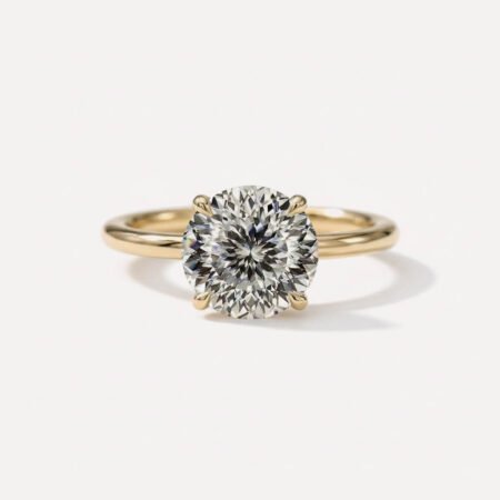 3.12 Ct Round Portuguese Cut Lab Grown Diamond Solitaire Engagement Ring 14K Gold IGI Certified FG VS1