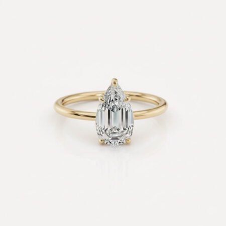 2.03 Ct Pear Step Cut Lab Grown Diamond Engagement Ring Solitaire 14K Gold IGI Certified FG VS1