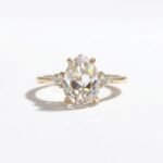 1.52CT Pear Rose Cut Moissanite Engagement Ring, Vintage Three Stone Ring 0.17CTW, VVS Colorless Dainty Bridal Ring