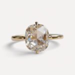 2.03 CT Cushion Rose Cut Moissanite Engagement Ring, Low Set Solitaire Ring, Vintage Wedding Ring, Anniversary Gift for Her