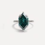 Green Moissanite Dutch Marquise Ring 3.92CT, Step Cut Solitaire Engagement Ring, Elongated Kite Ring, Unique Bridal Ring