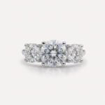 3.17 CTW Round Moissanite Three Stone Ring, 3 Stone Engagement Ring, Round Brilliant VVS Moissanite Wedding Ring, Classic Bridal Ring