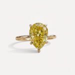 2.35 CT Canary Yellow Pear Moissanite Ring, 5 Claw Prong Solitaire Engagement Ring, Yellow Gold Wedding Ring, VVS Statement Ring